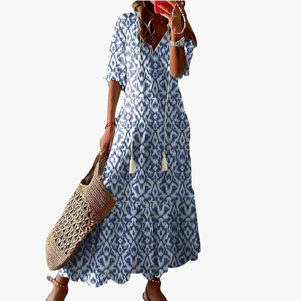 Dame Boheme Maxi Sommerkjole med Frynser