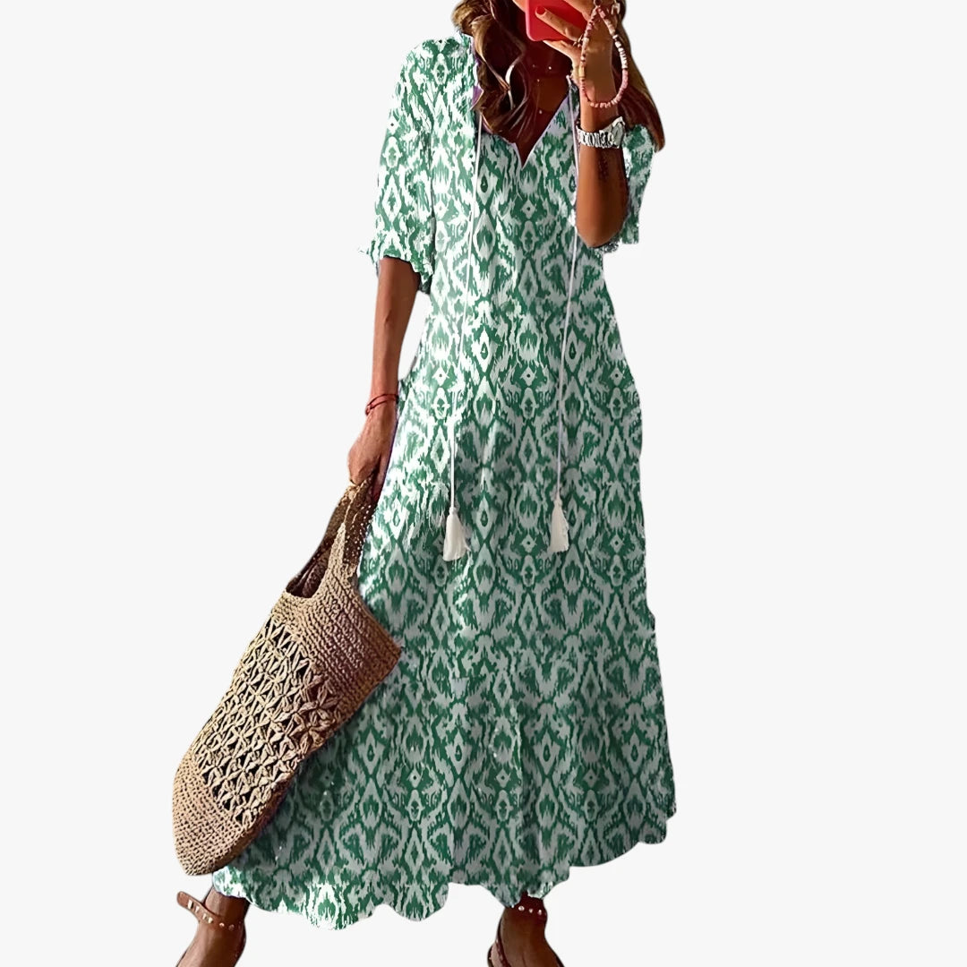 Dame Boheme Maxi Sommerkjole med Frynser