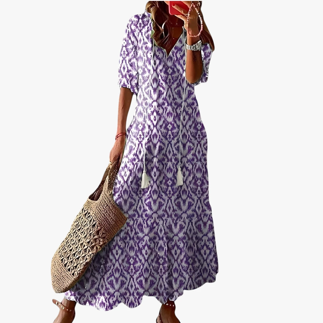 Dame Boheme Maxi Sommerkjole med Frynser