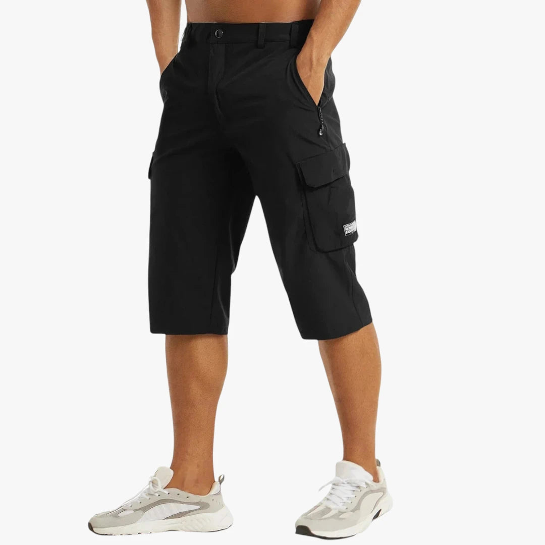 Herre Lange Cargo Shorts med Lommer og Lynlås