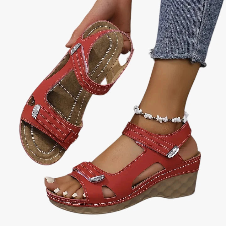 Dame Komfort Sandaler med Kilehæl og Velcro