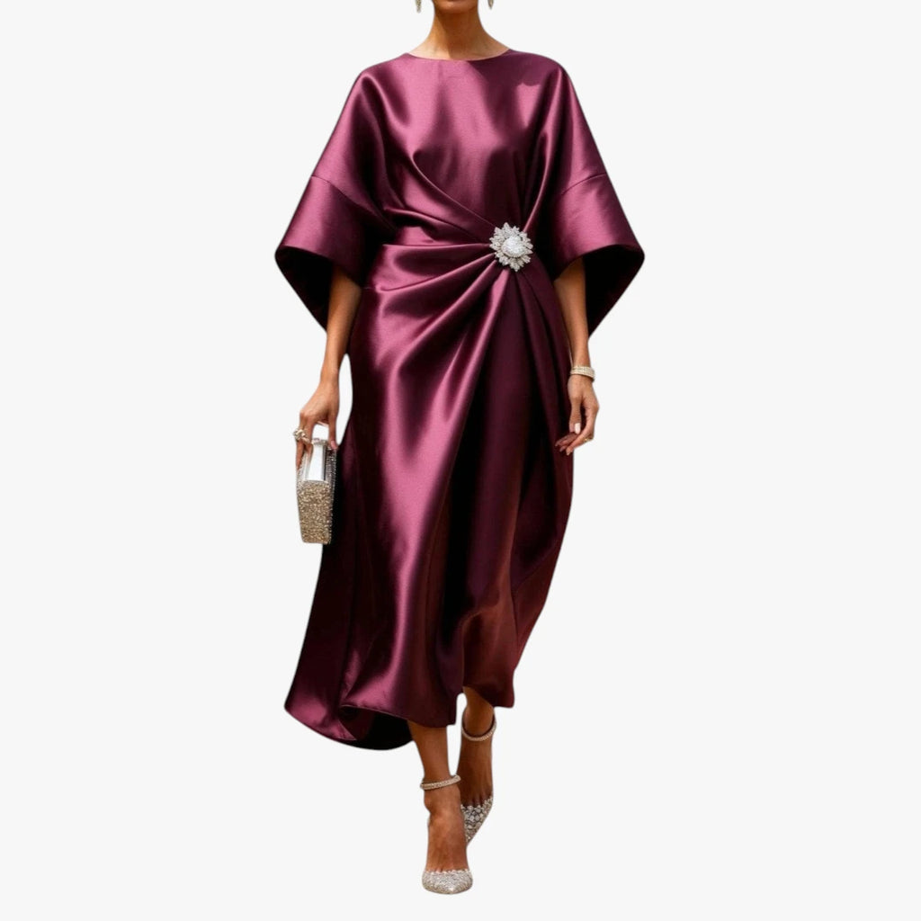 Dame Elegant Maxi Gallakjole med Lange Ærmer