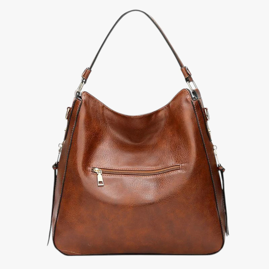 Vintage Stor Skuldertaske med Lynlås og Skulderrem