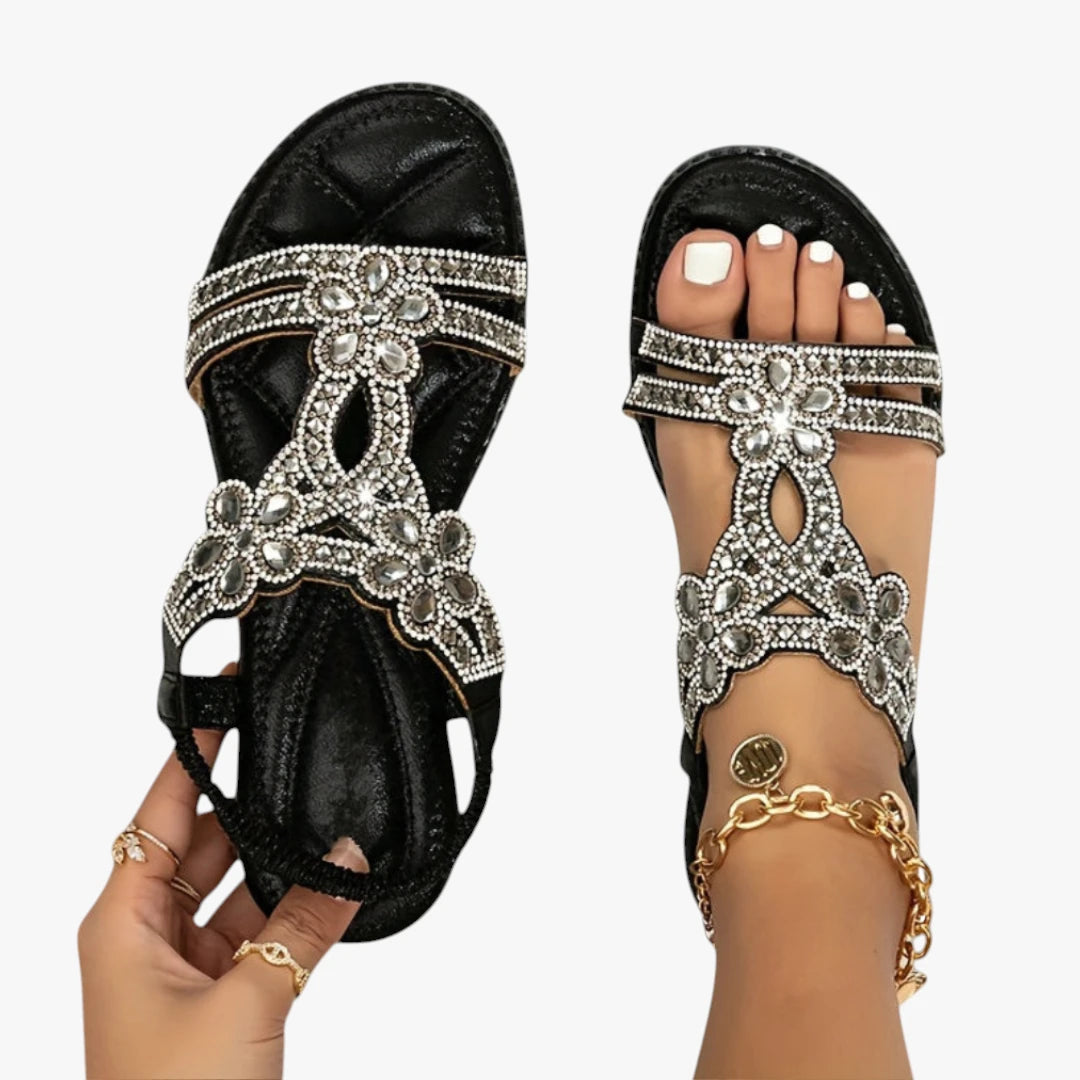 Dame Glimmer Flade Sandaler med Svangstøtte og Perler