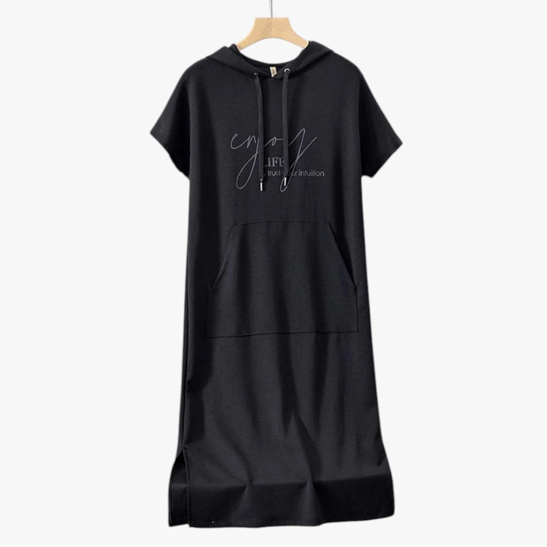Dame Sommer Midi kjole med Hoodie og Lommer