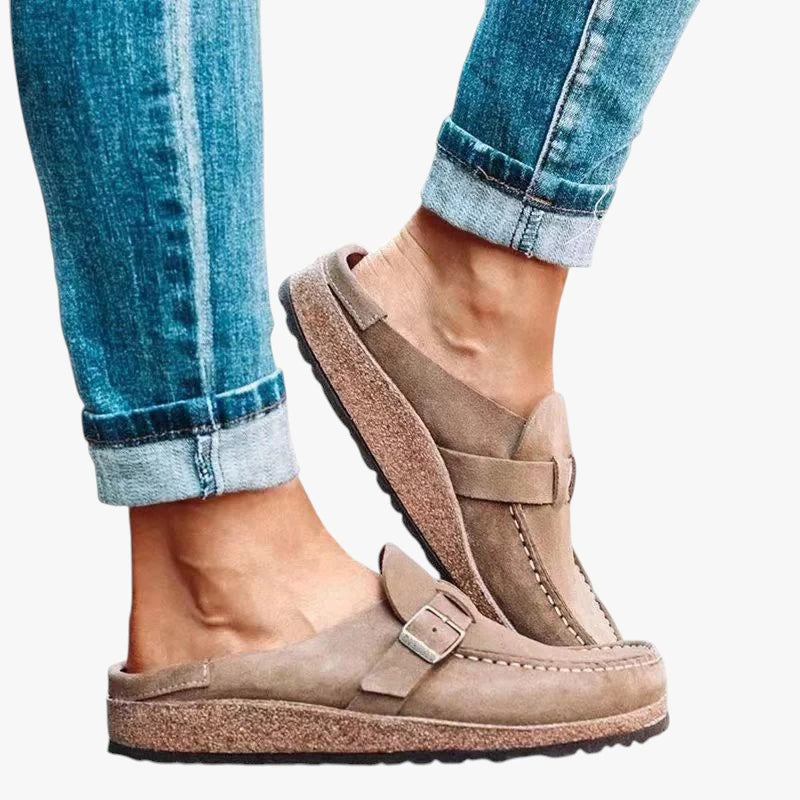 Dame Slip-on Træsko med Svangstøtte og Velcro