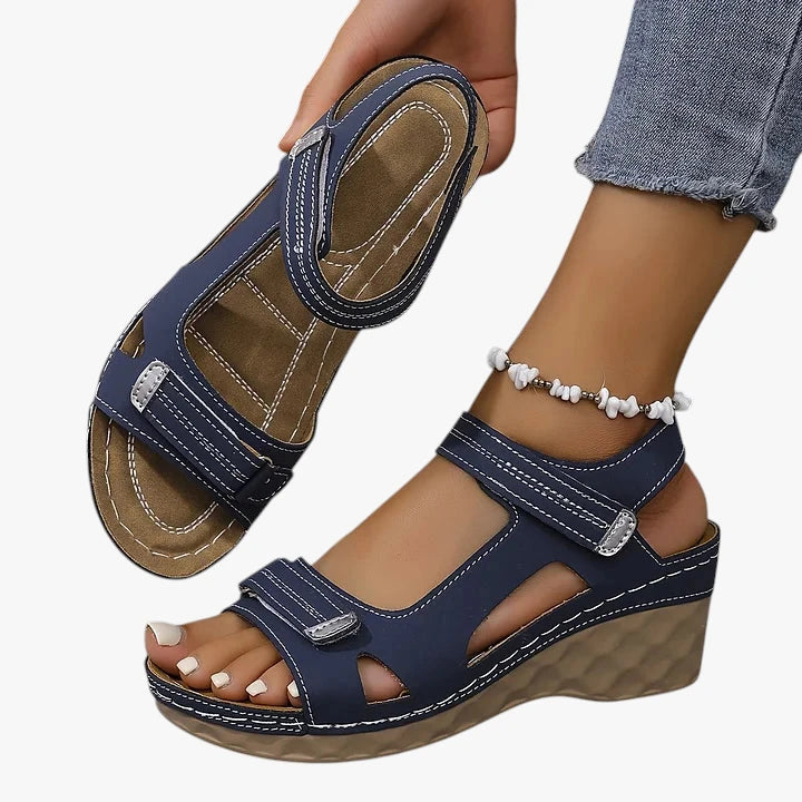 Dame Komfort Sandaler med Kilehæl og Velcro