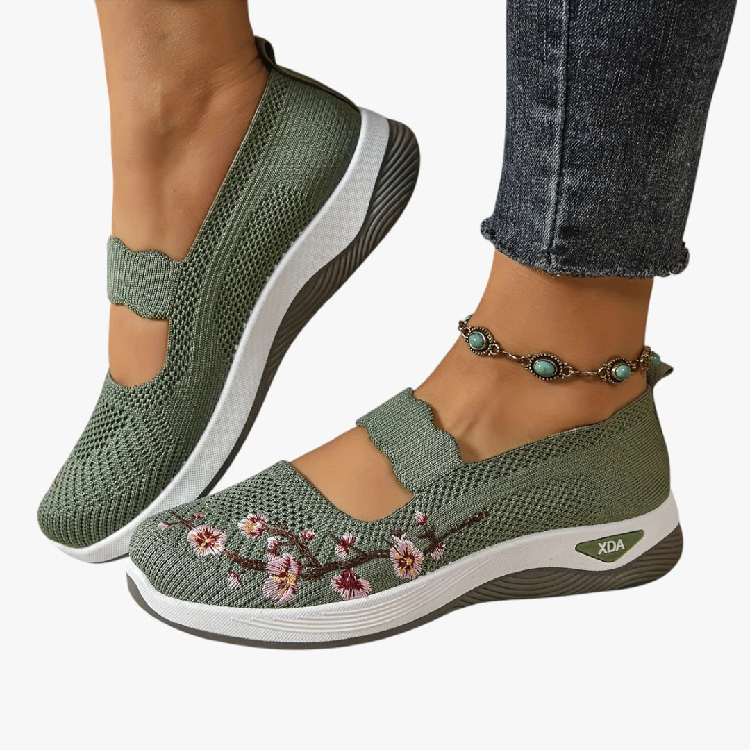 Dame Lette Slip-on Sneakers med Svangstøtte og Broderi