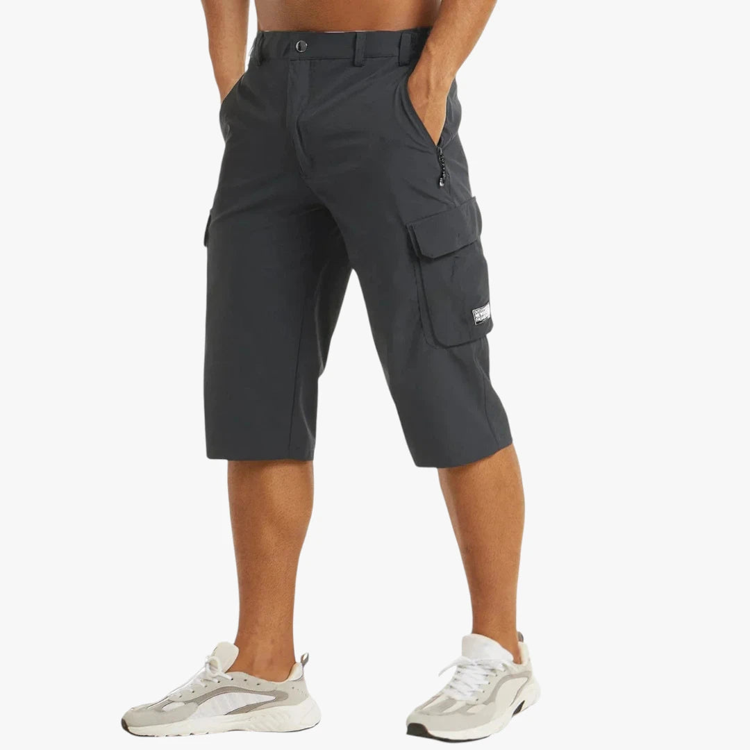 Herre Lange Cargo Shorts med Lommer og Lynlås