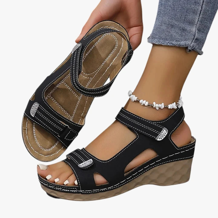 Dame Komfort Sandaler med Kilehæl og Velcro