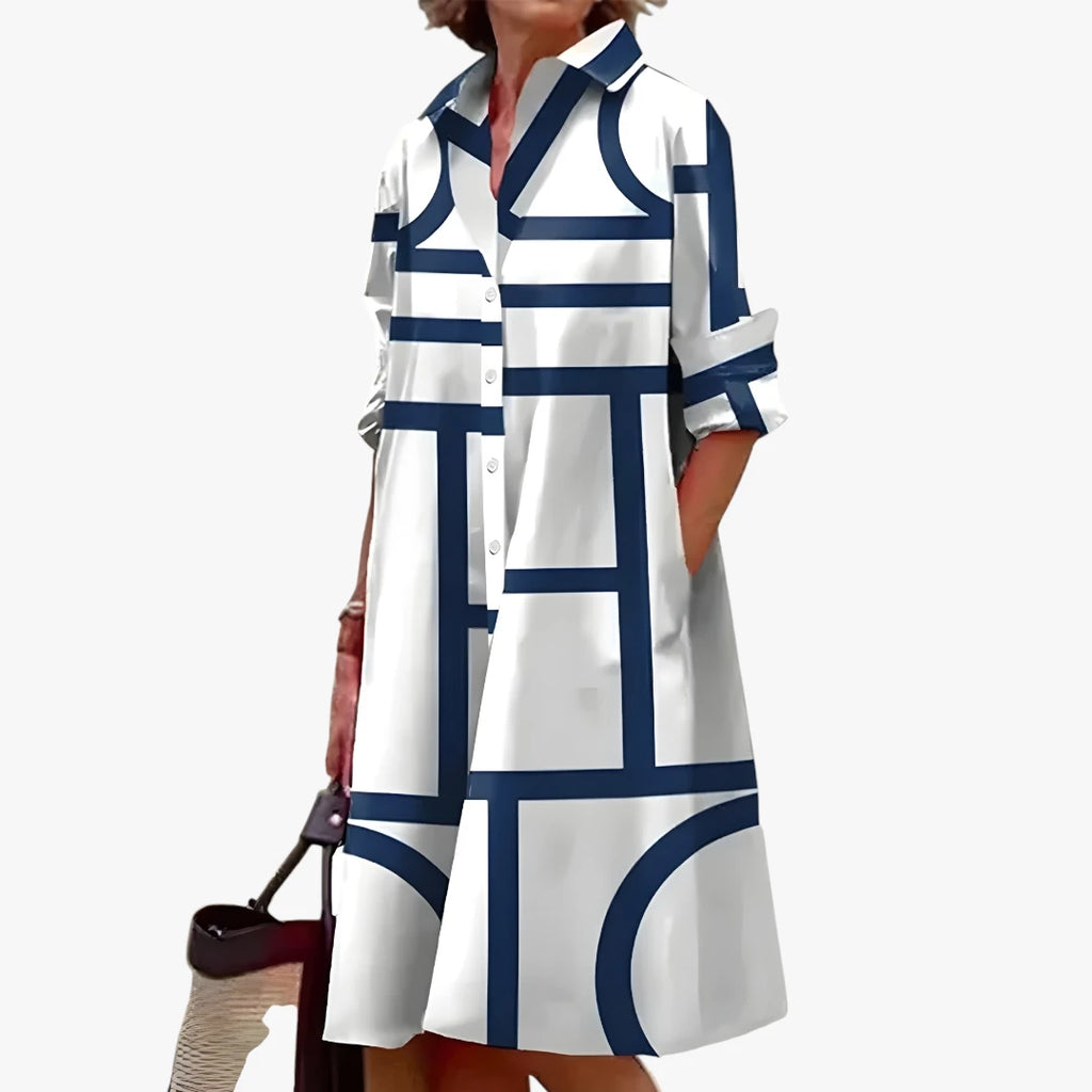 Dame Elegant Midi Sommerkjole med Krave