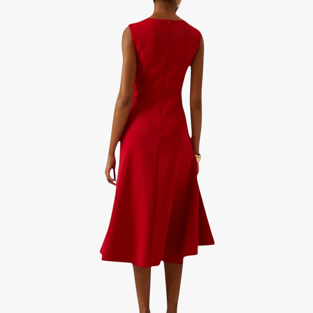 Dame Elegant Midi Festkjole med Flæser