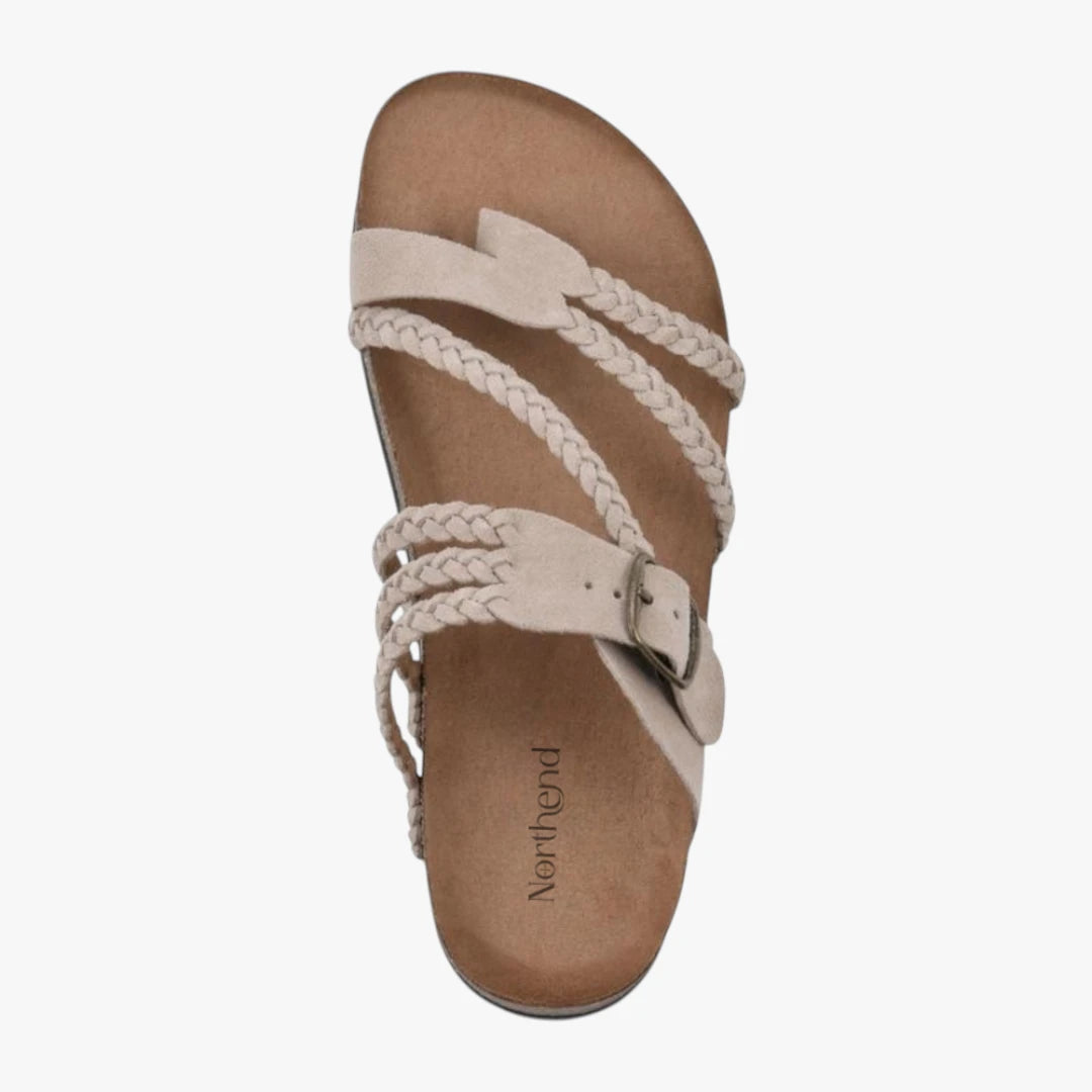 Dame Flettede Flade Sandaler med Svangstøtte og Rem