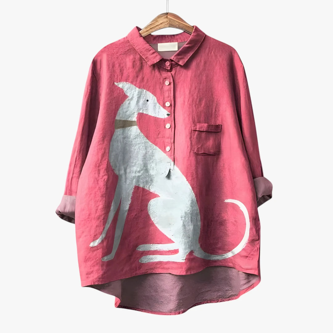 Dame Oversize Sommerbluse med Knapper og Krave
