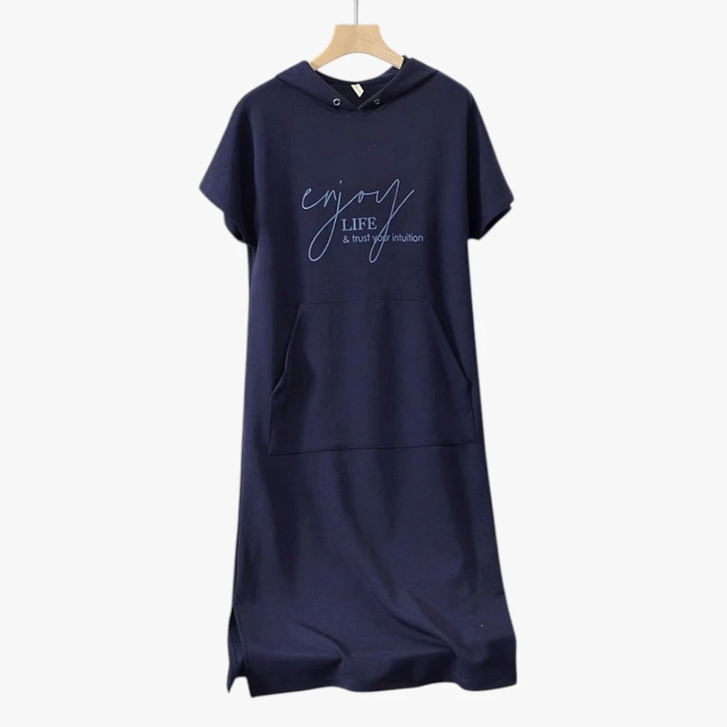 Dame Sommer Midi kjole med Hoodie og Lommer