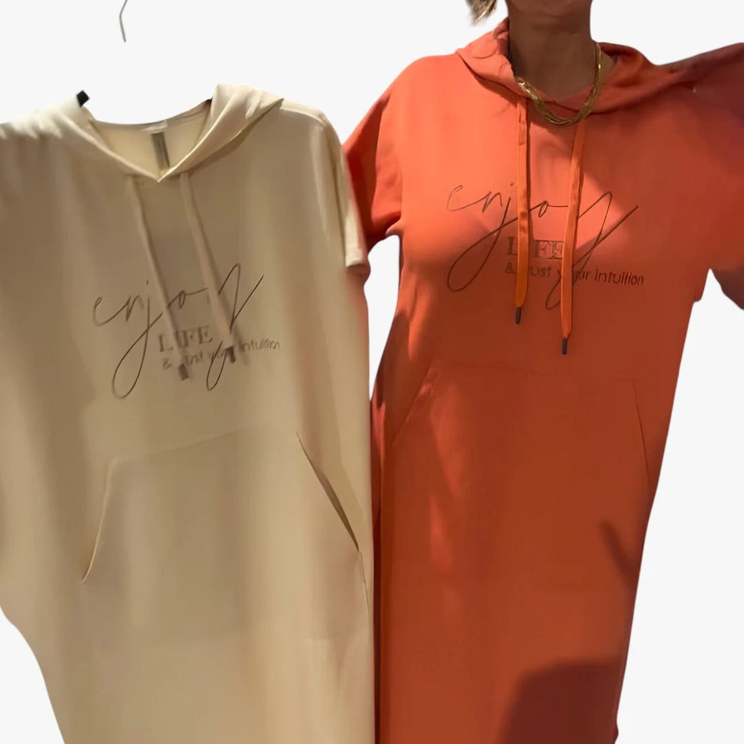 Dame Sommer Midi kjole med Hoodie og Lommer