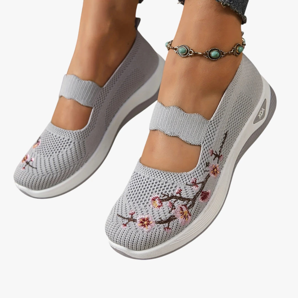 Dame Lette Slip-on Sneakers med Svangstøtte og Broderi