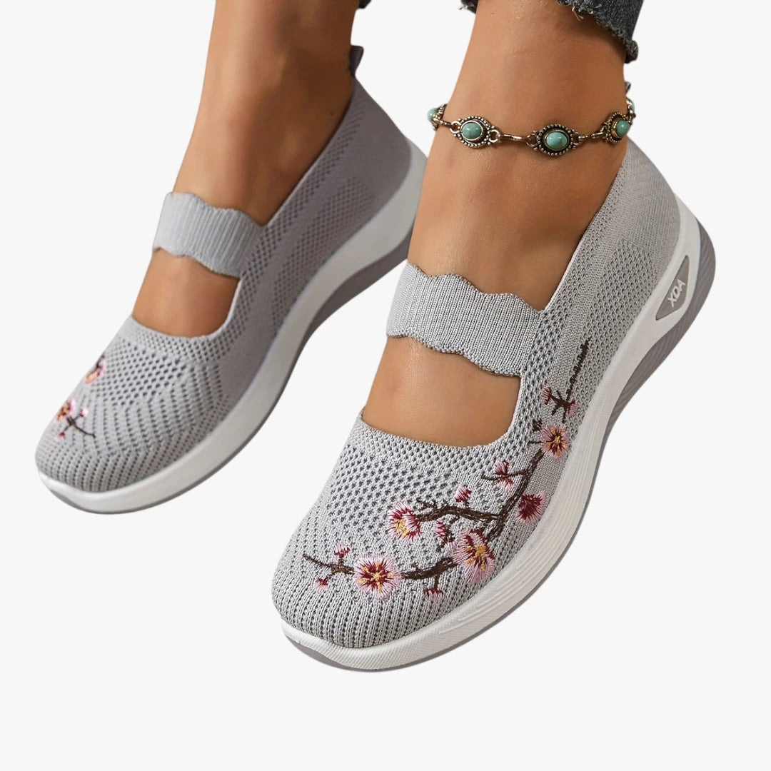 Dame Lette Slip-on Sneakers med Svangstøtte og Broderi