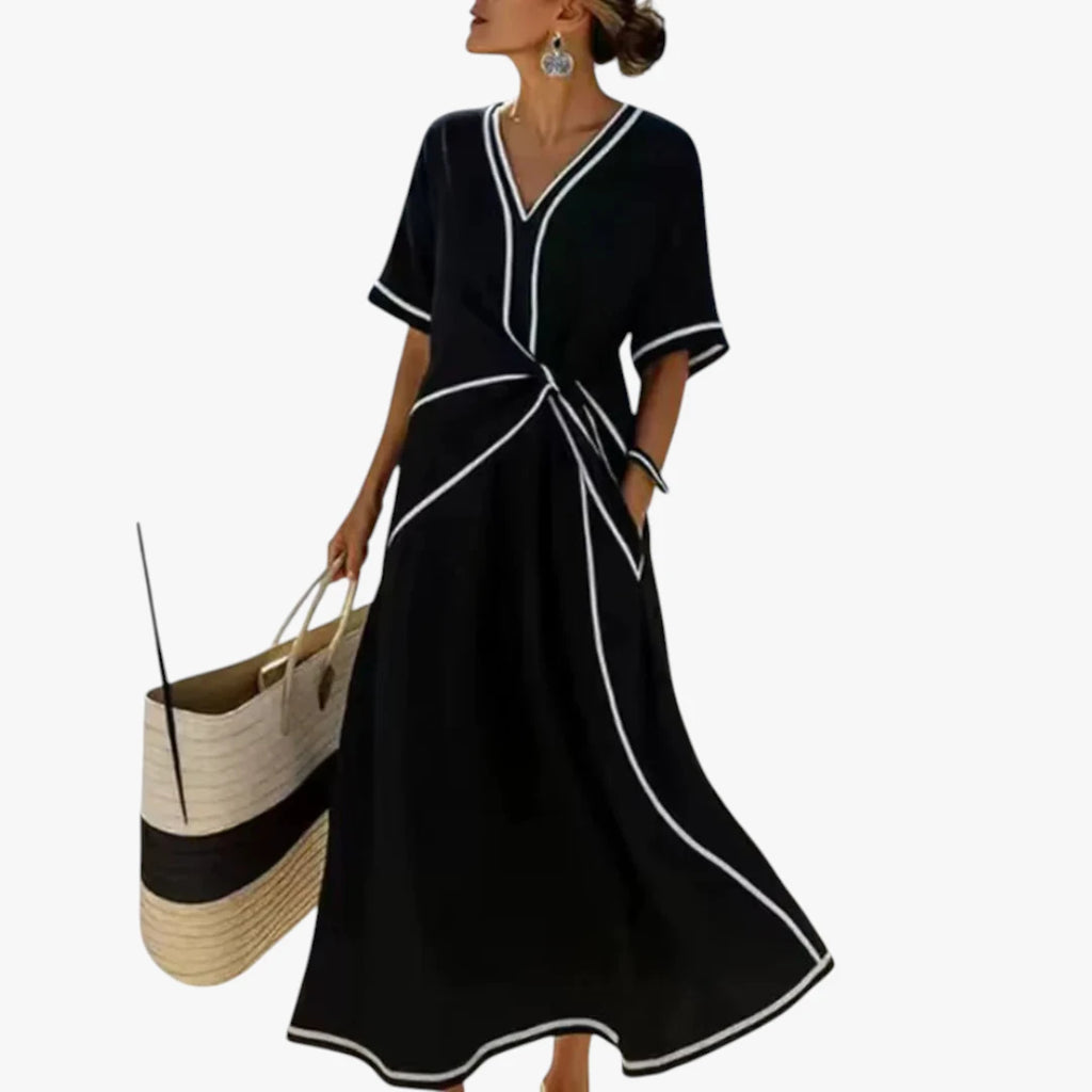 Dame Elegant Midi Sommerkjole med Lommer