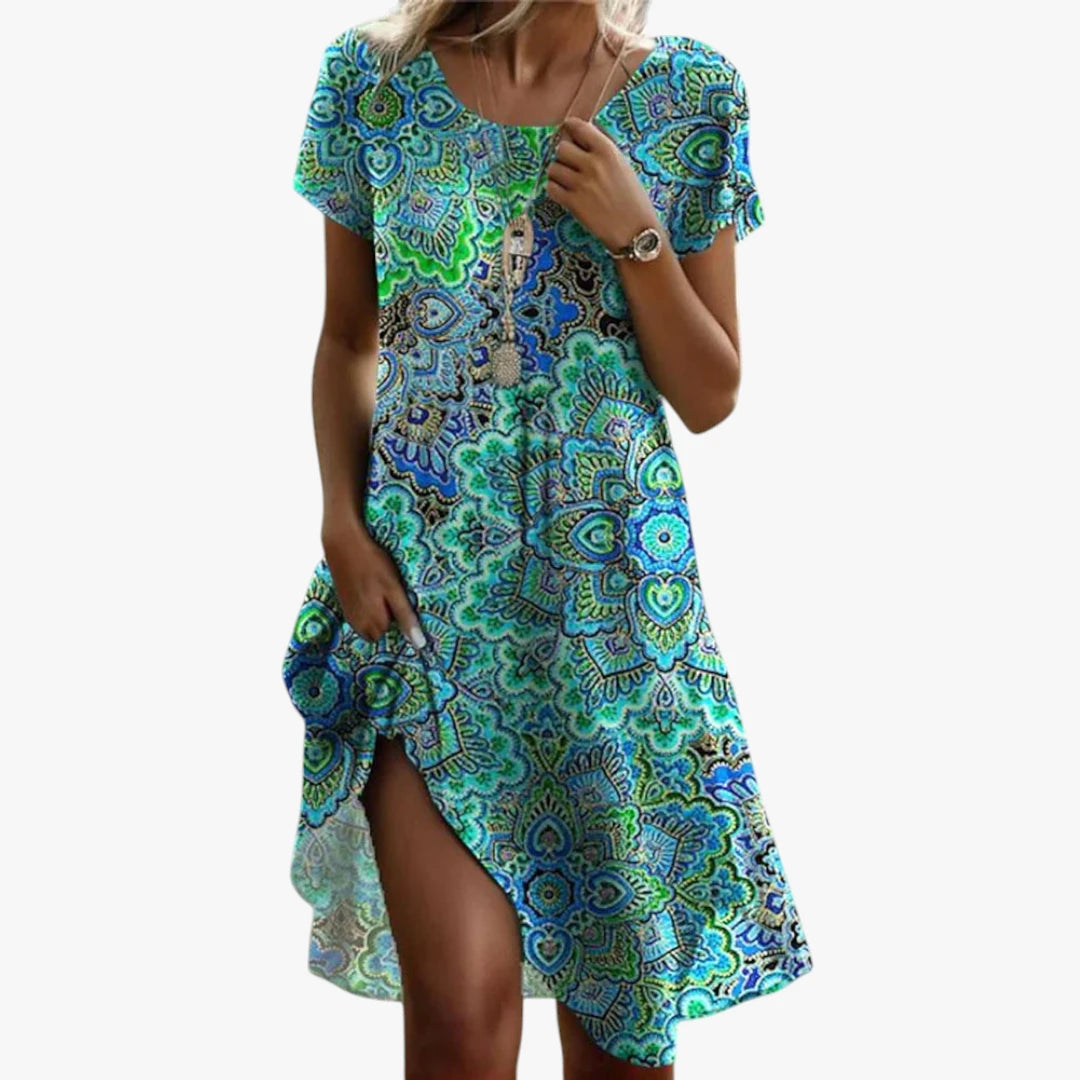 Dame Vintage Midi Sommerkjole med Kort