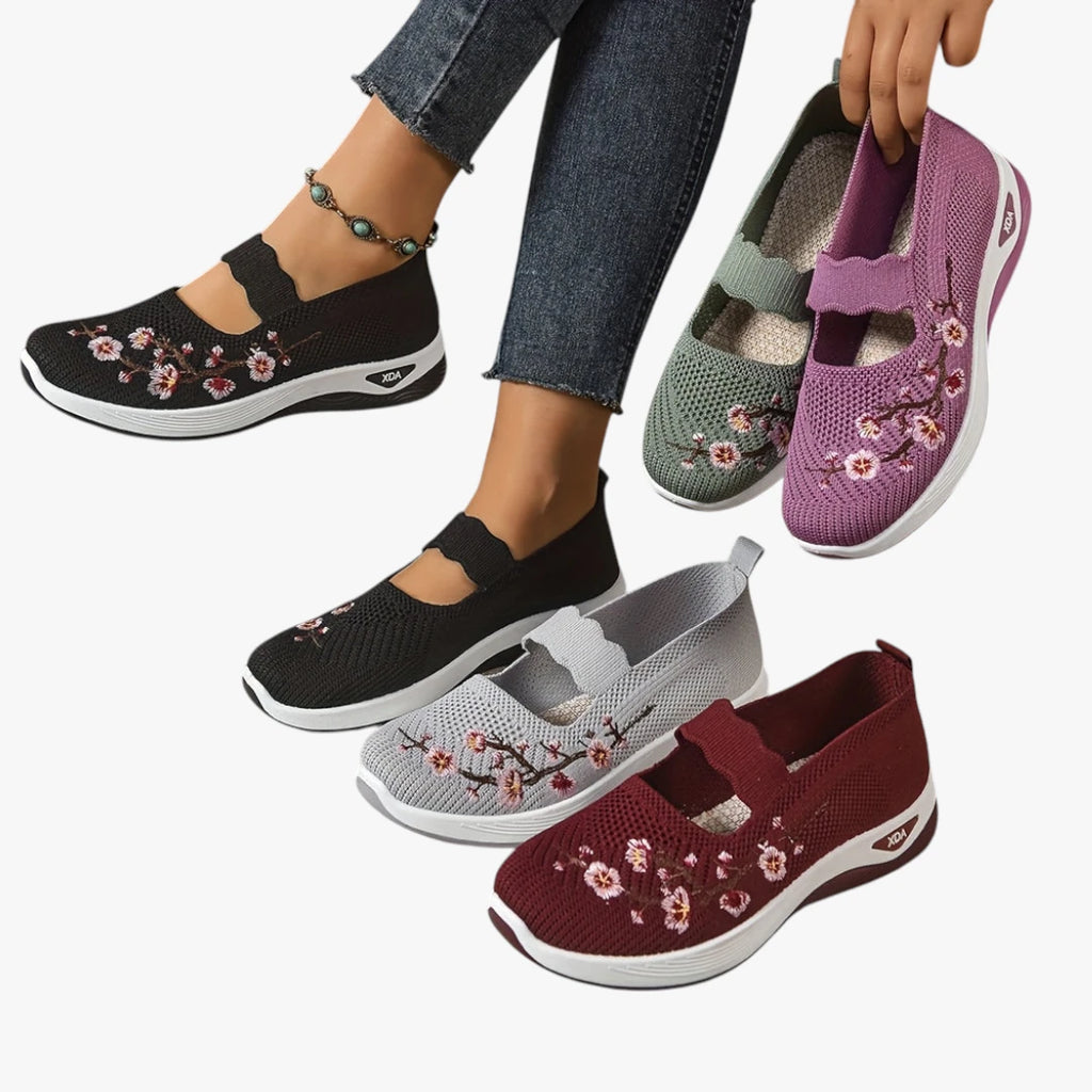 Dame Lette Slip-on Sneakers med Svangstøtte og Broderi