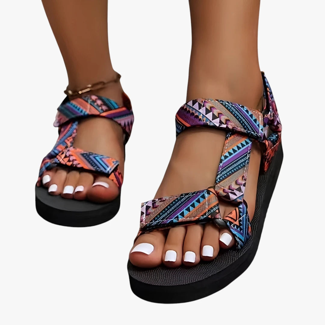 Dame Sunde Plateau Sandaler med Velcro og Rem
