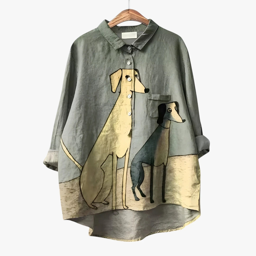 Dame Oversize Sommerbluse med Knapper og Krave