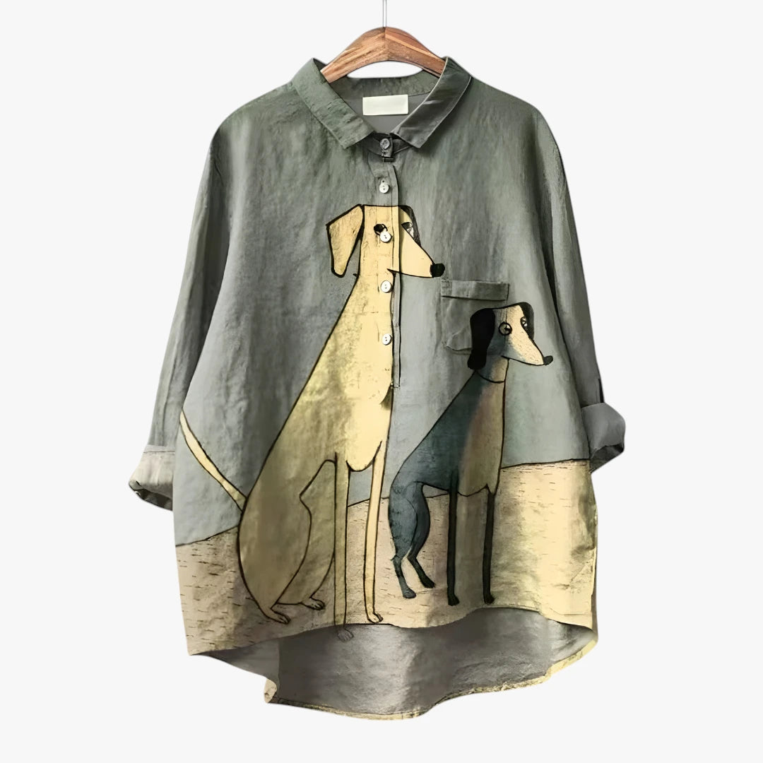 Dame Oversize Sommerbluse med Knapper og Krave