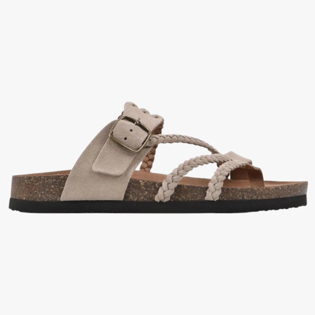 Dame Flettede Flade Sandaler med Svangstøtte og Rem