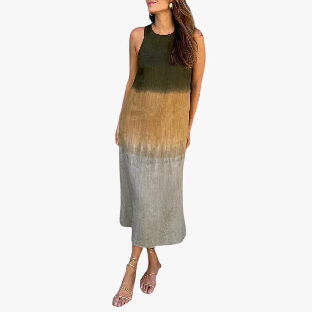 Dame Elegant Maxi Sommerkjole med Halterneck og Løs Pasform