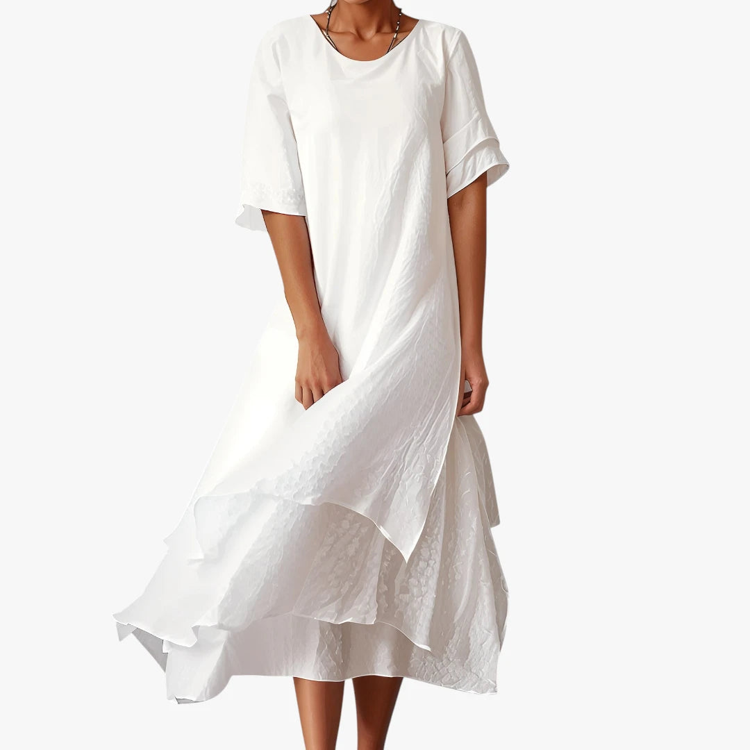 Dame Elegant Midi Sommerkjole med Løse Ærmer