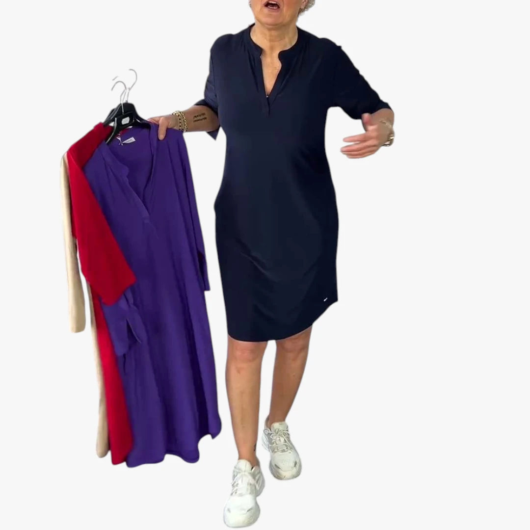 Dame Elegant MiniSommerkjole med  V-Udskæring