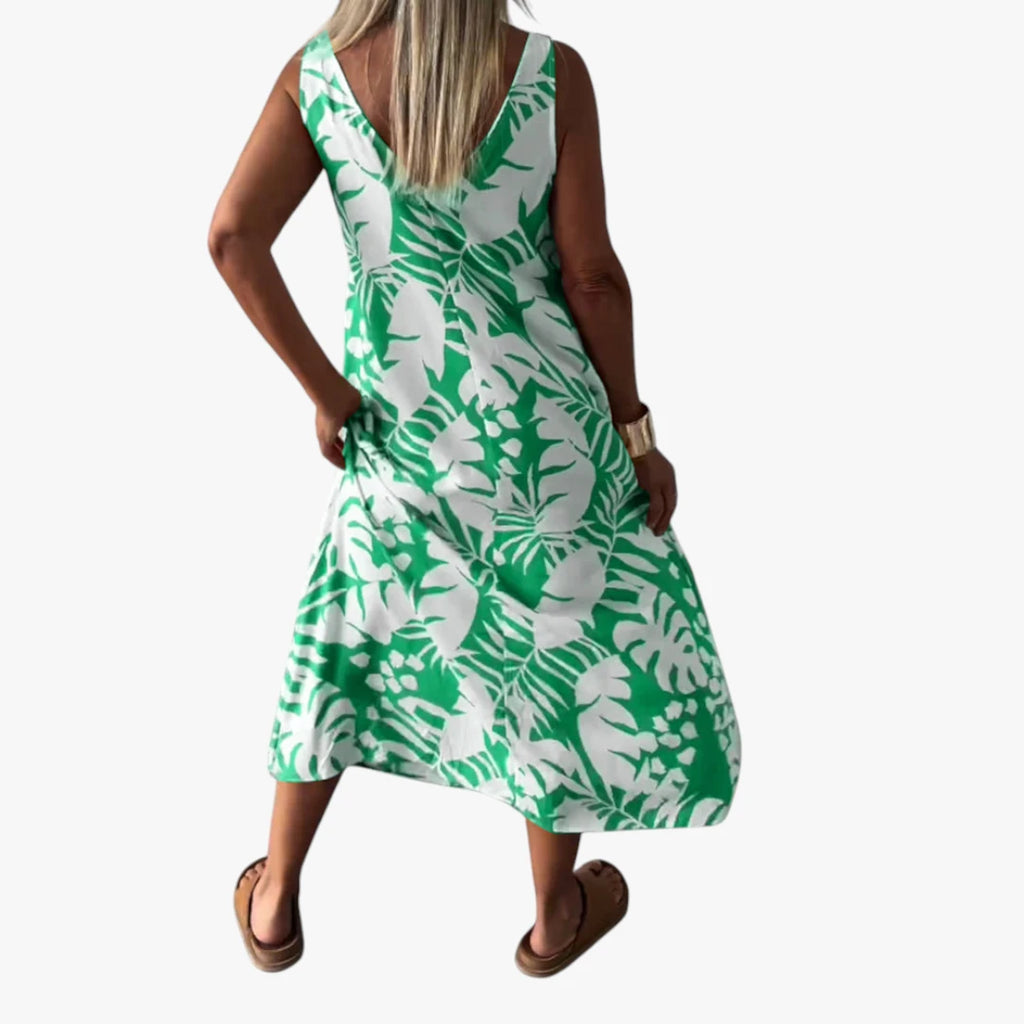 Dame Løs Midi Sommerkjole med Åben Ryg