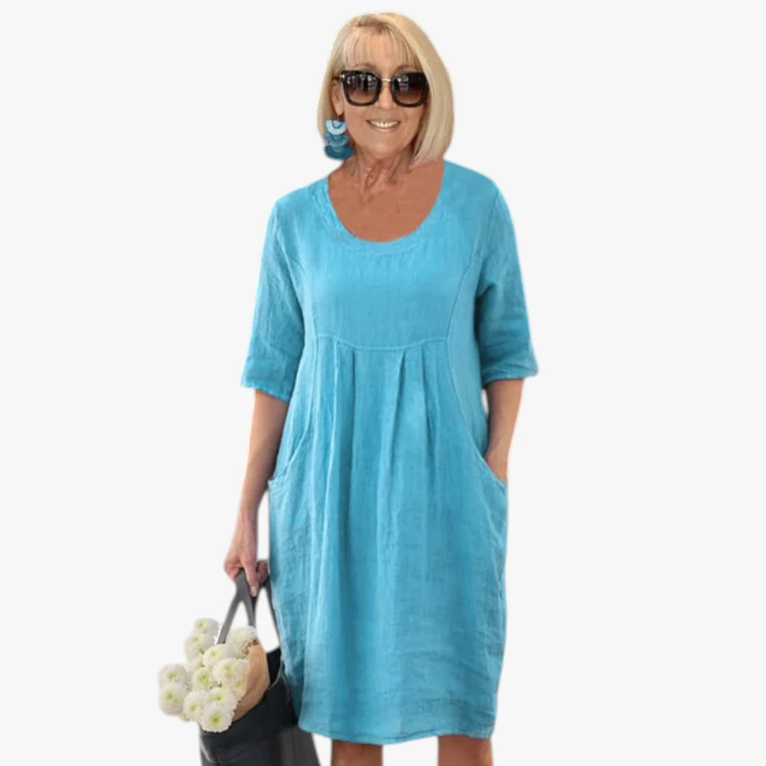 Dame Oversize Midi Sommerkjole med Lommer