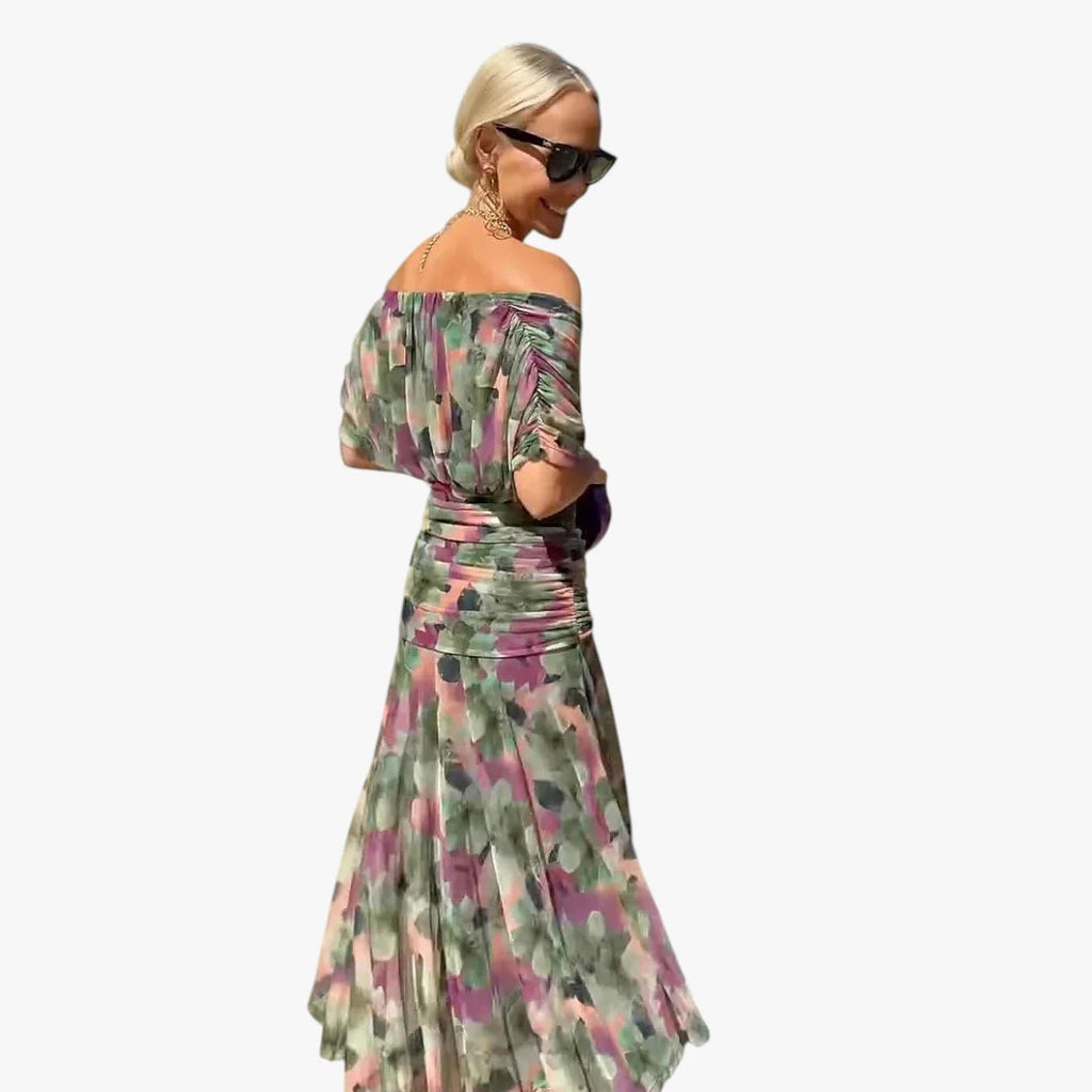 Dame Elegant Maxi Selskabskjole med Mesh og V-udskæring