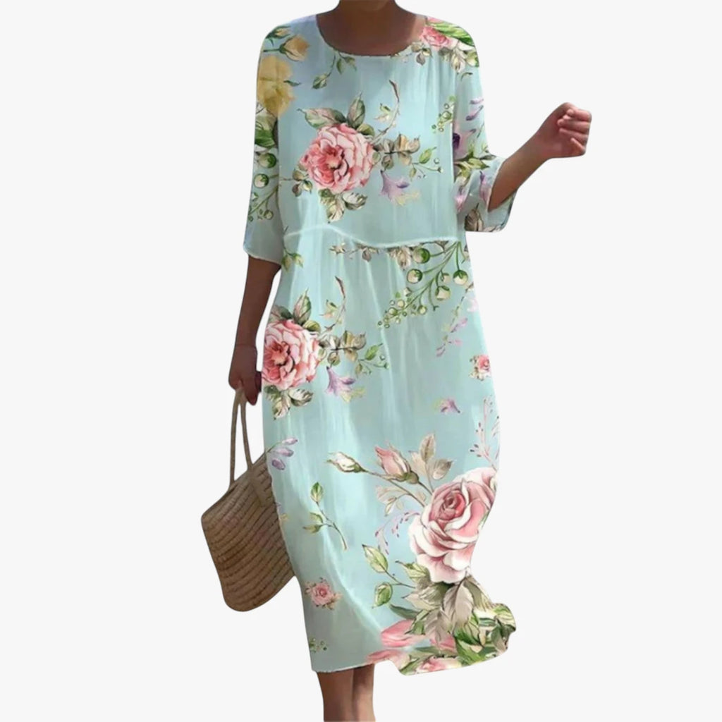 Dame Elegant Maxi Sommerkjole med Lange Ærmer