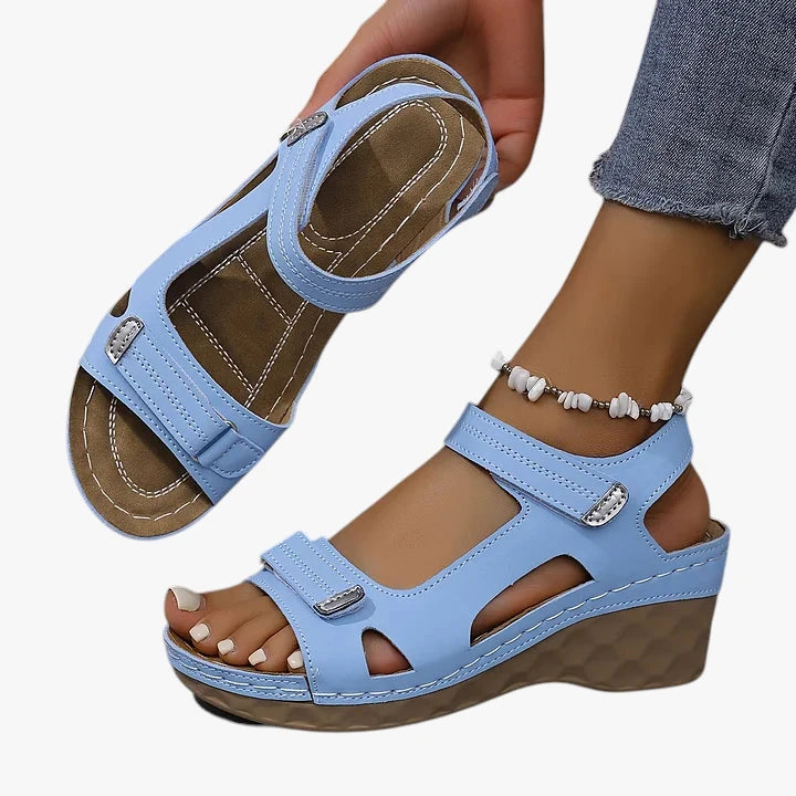Dame Komfort Sandaler med Kilehæl og Velcro