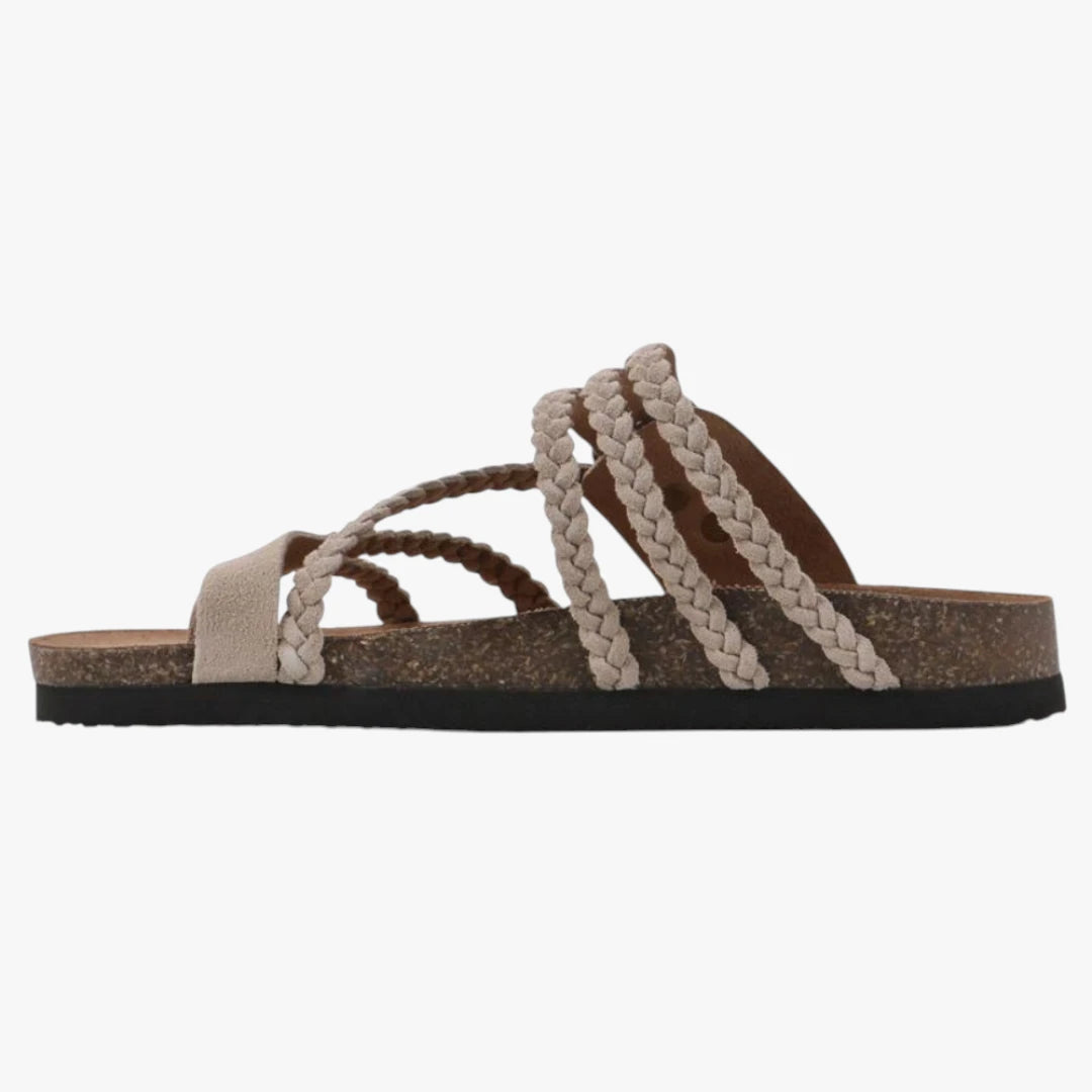 Dame Flettede Flade Sandaler med Svangstøtte og Rem
