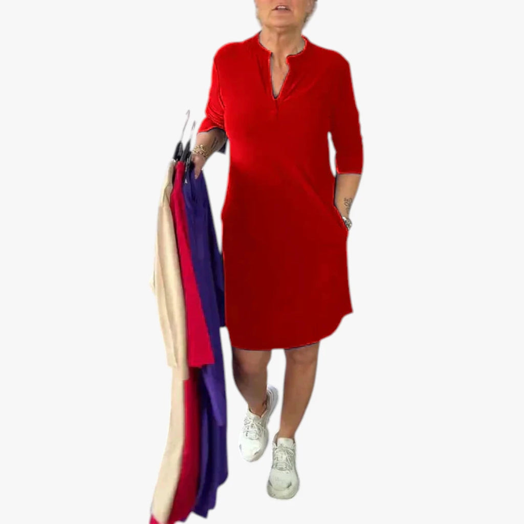 Dame Elegant MiniSommerkjole med  V-Udskæring