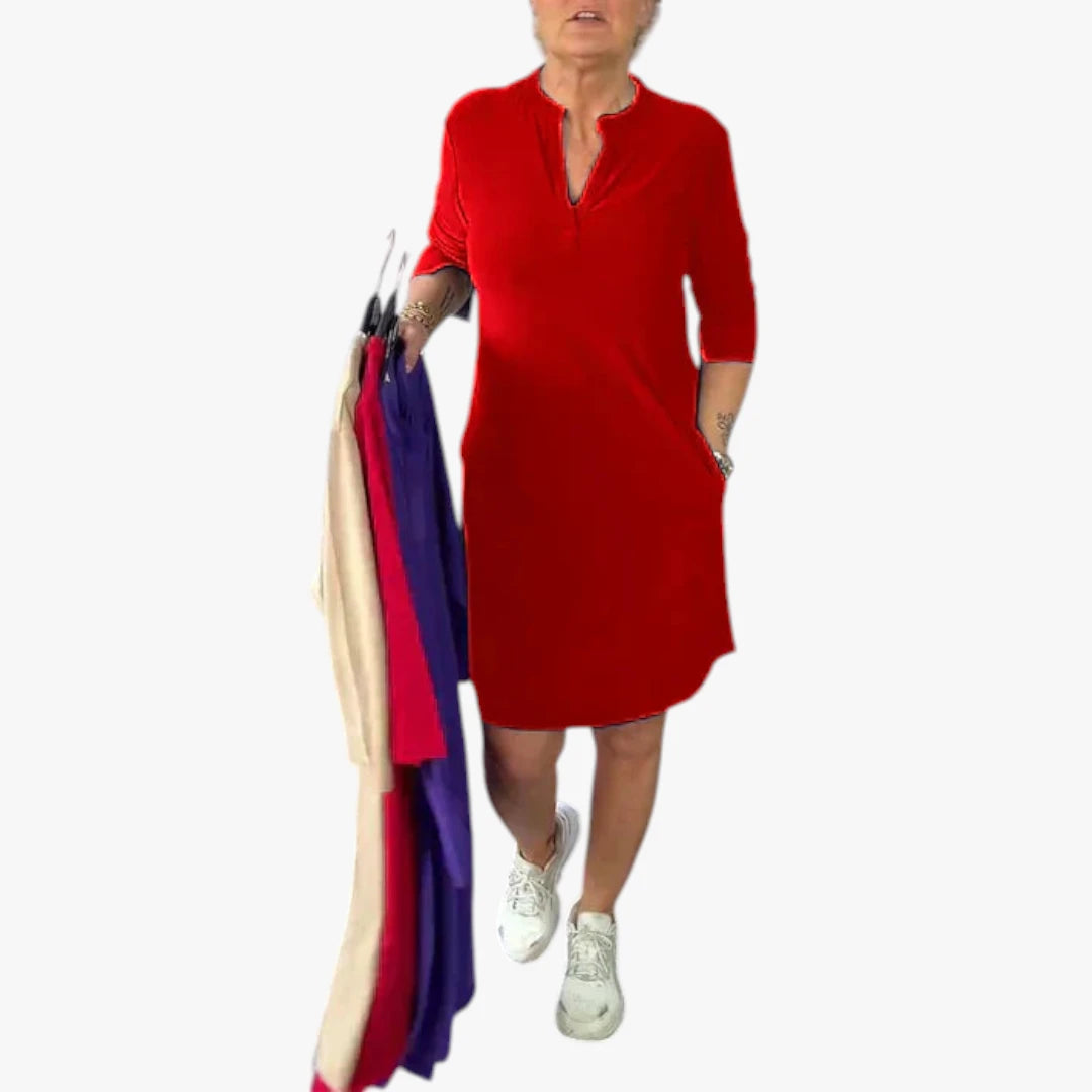 Dame Elegant MiniSommerkjole med  V-Udskæring