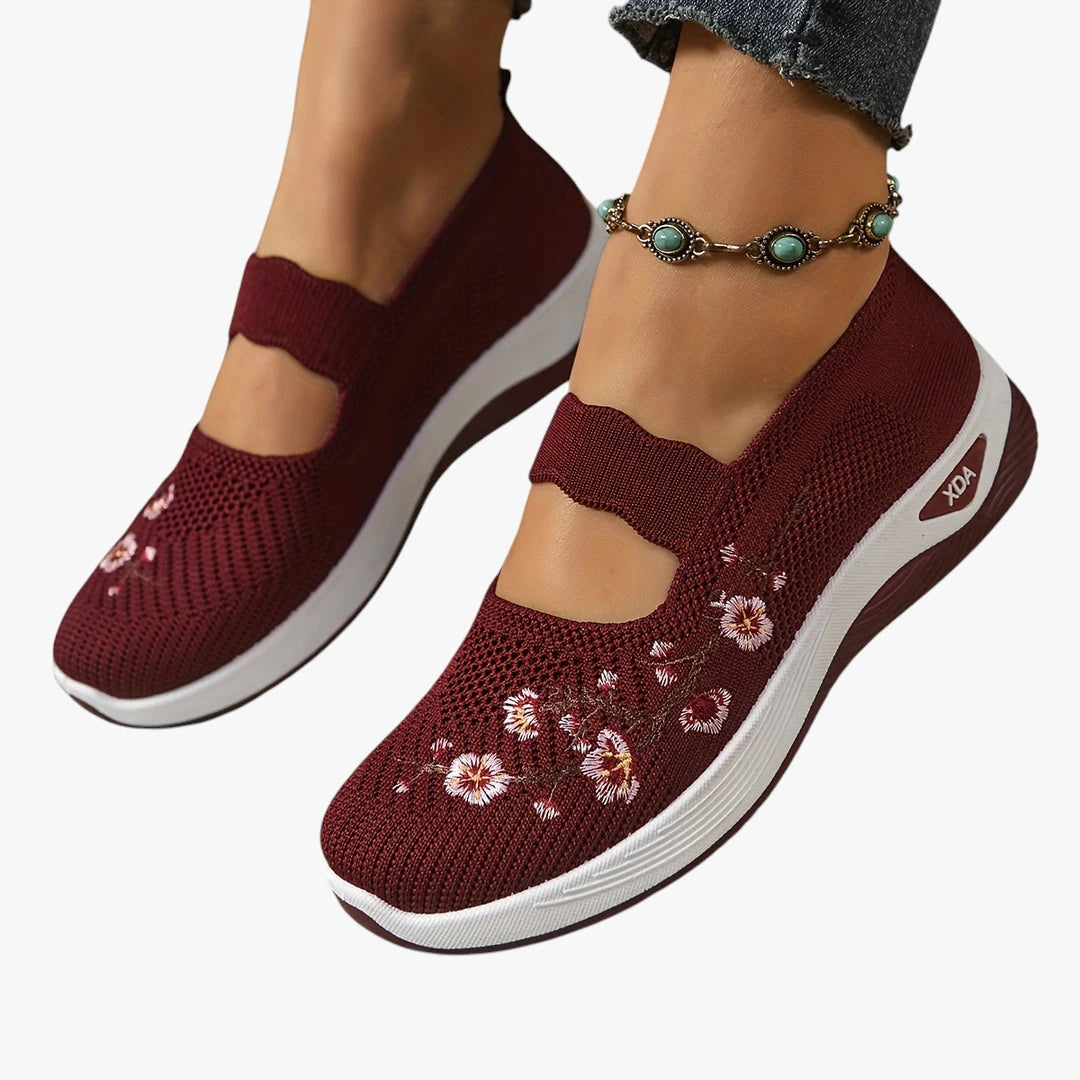 Dame Lette Slip-on Sneakers med Svangstøtte og Broderi