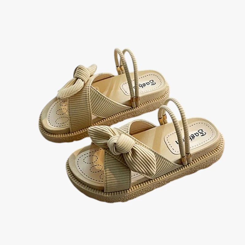 Dame Flade Plateau Sandaler med Svangstøtte og Ribbon