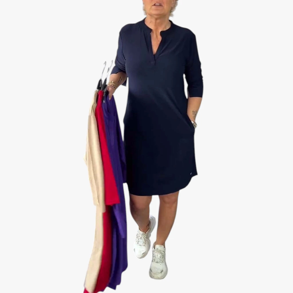 Dame Elegant MiniSommerkjole med  V-Udskæring