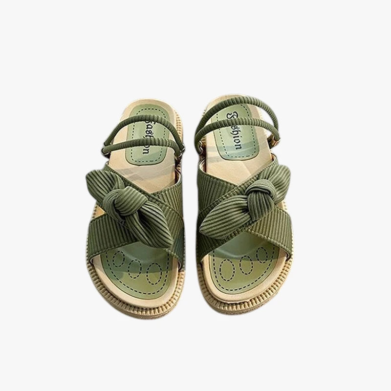 Dame Flade Plateau Sandaler med Svangstøtte og Ribbon