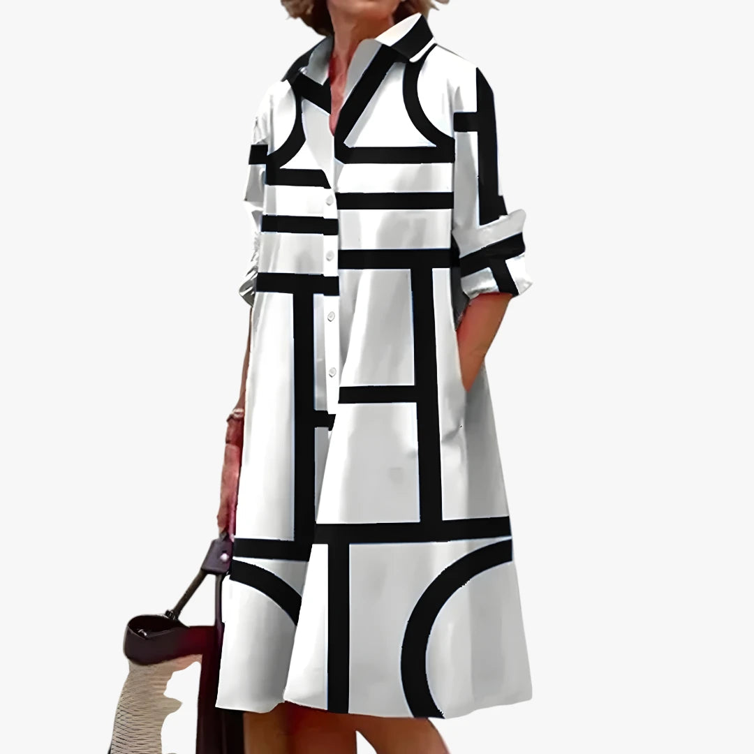 Dame Elegant Midi Sommerkjole med Krave