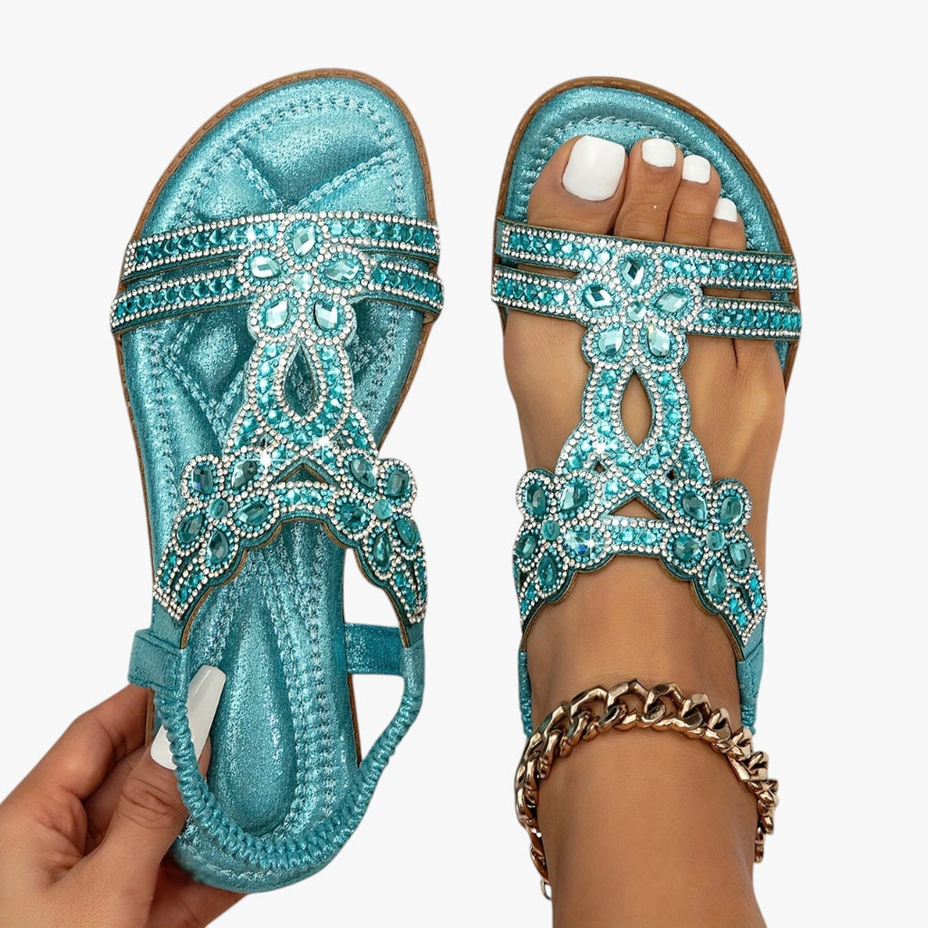 Dame Glimmer Flade Sandaler med Svangstøtte og Perler