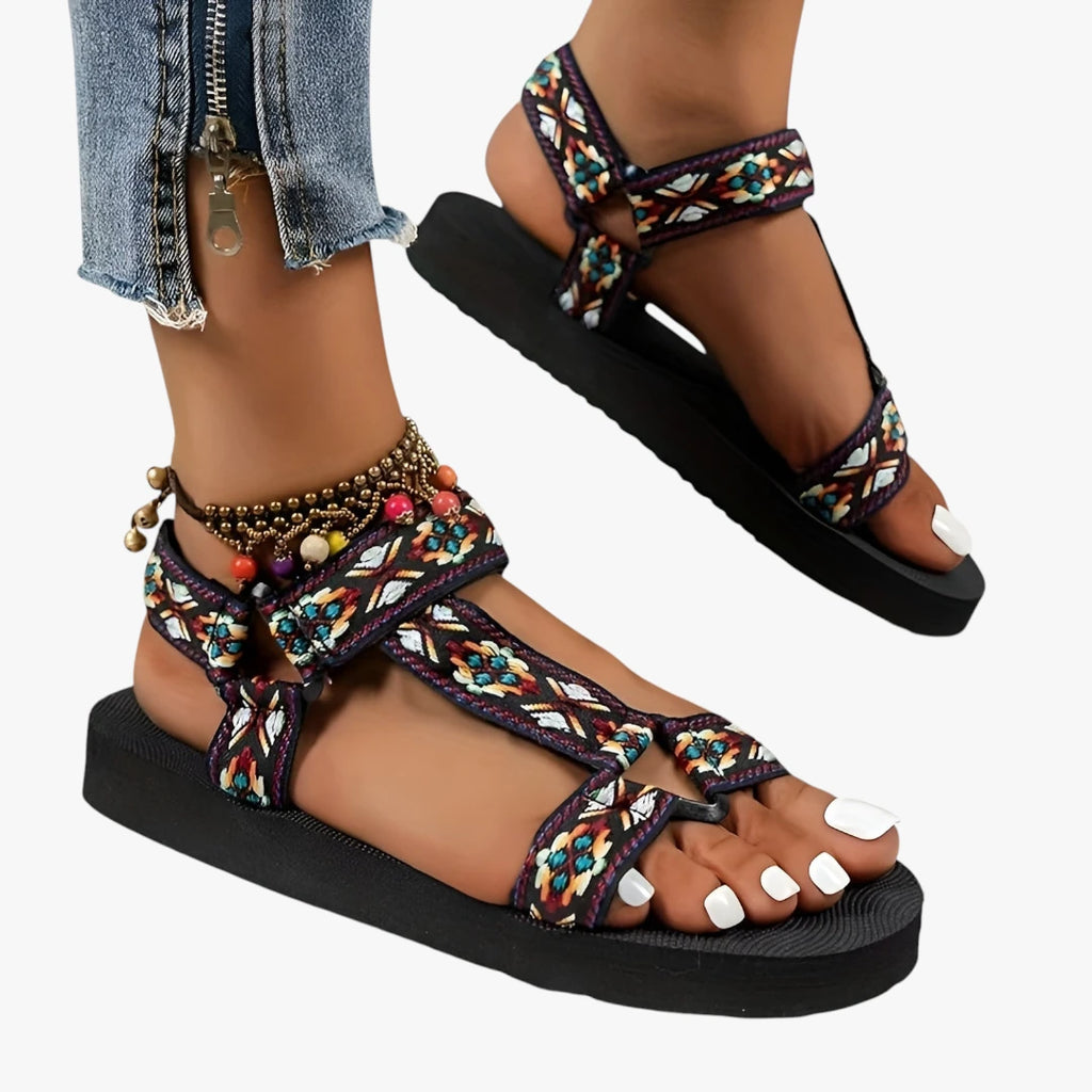 Dame Sunde Plateau Sandaler med Velcro og Rem