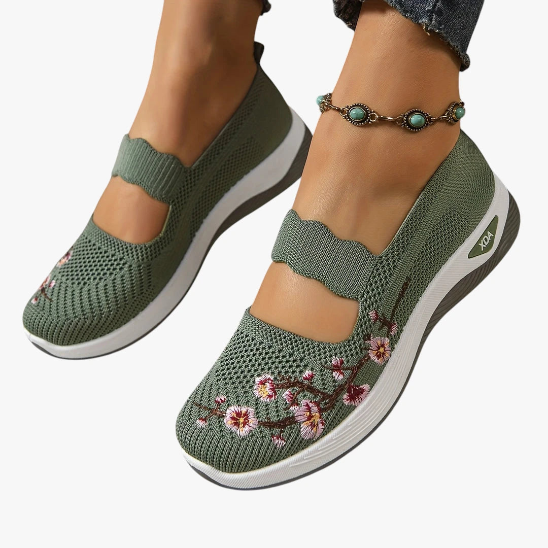 Dame Lette Slip-on Sneakers med Svangstøtte og Broderi