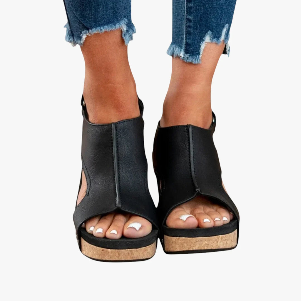Dame Plateau Sandaler med Nitter og Velcro