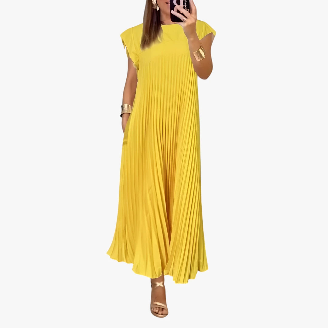 Dame Elegant Maxi Sommerkjole med Plissering